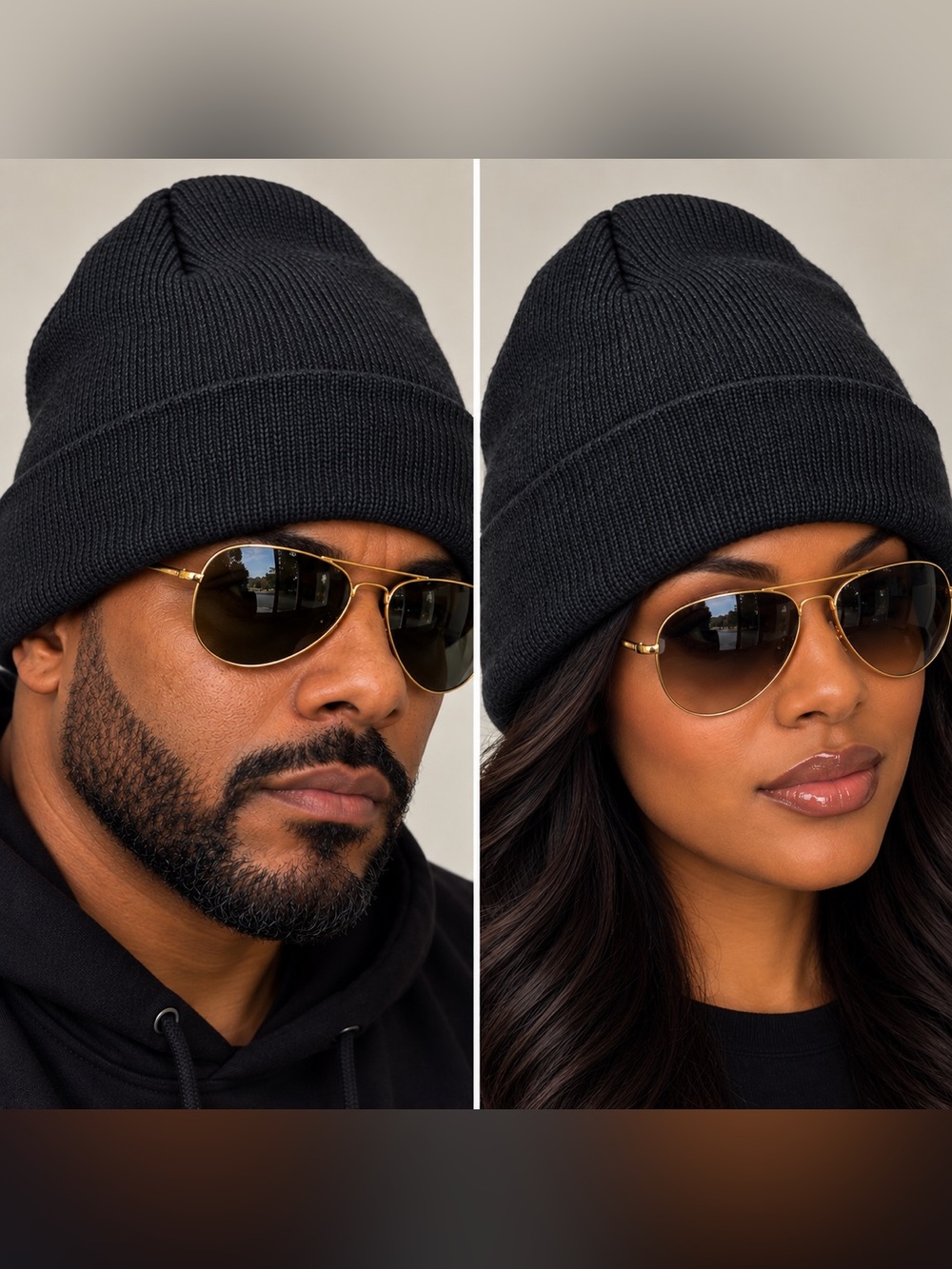 NWT Black Unisex Cuffed Beanies